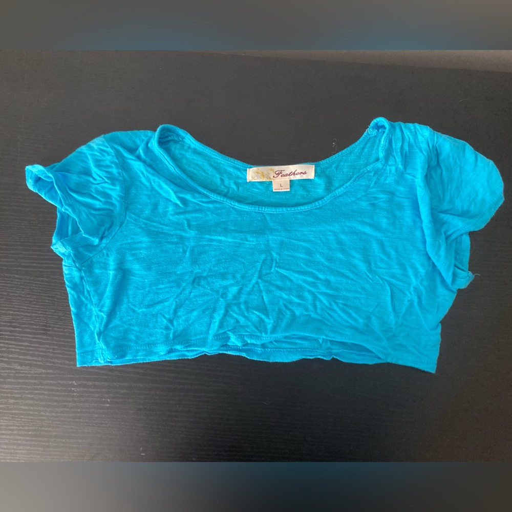 Feathers Vibrant Blue Crop Top